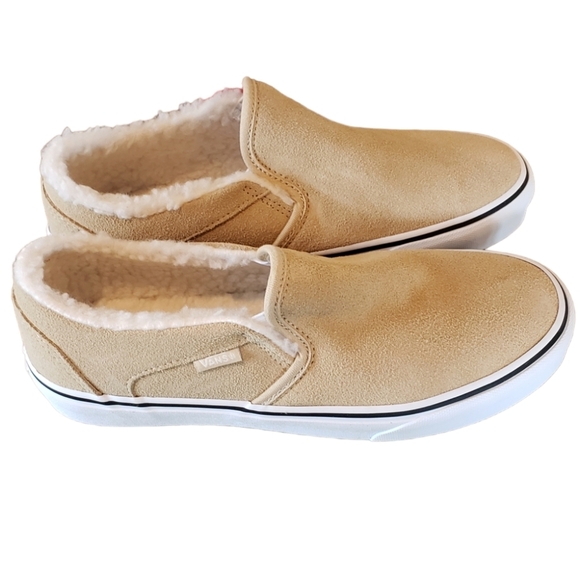 Vans Asher Suede Sherpa Desert Taupe Slip-On Shoe - Picture 3 of 6